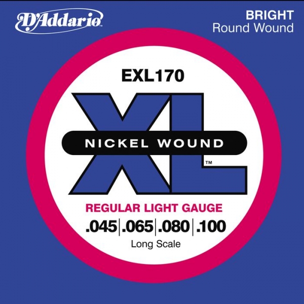 D'Addario - XL Nickel Round Wound - EXL170 muta Light Long Scale .045-.100 Basso
